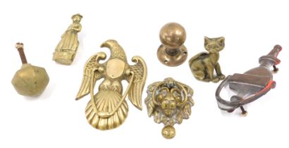 Miscellaneous door related items, to include eagle door knocker, lion mask door knocker, etc.