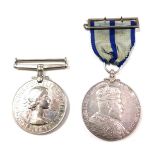 Two service medals, comprising an Edward VII Darbar 1903 medal, unawarded with ribbon, and an Elizab