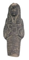 A carved shabti type tomb figure, of an Egyptian God, carved soapstone, 11cm high.