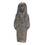 A carved shabti type tomb figure, of an Egyptian God, carved soapstone, 11cm high.