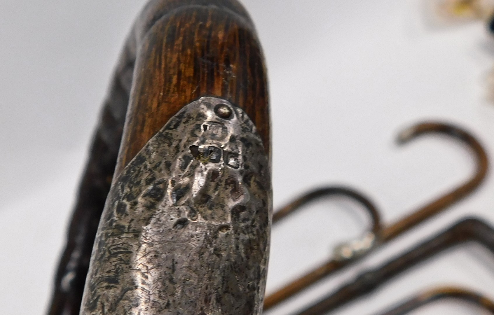 A collection of bamboo and other walking sticks, each with silver mounts. - Image 8 of 8