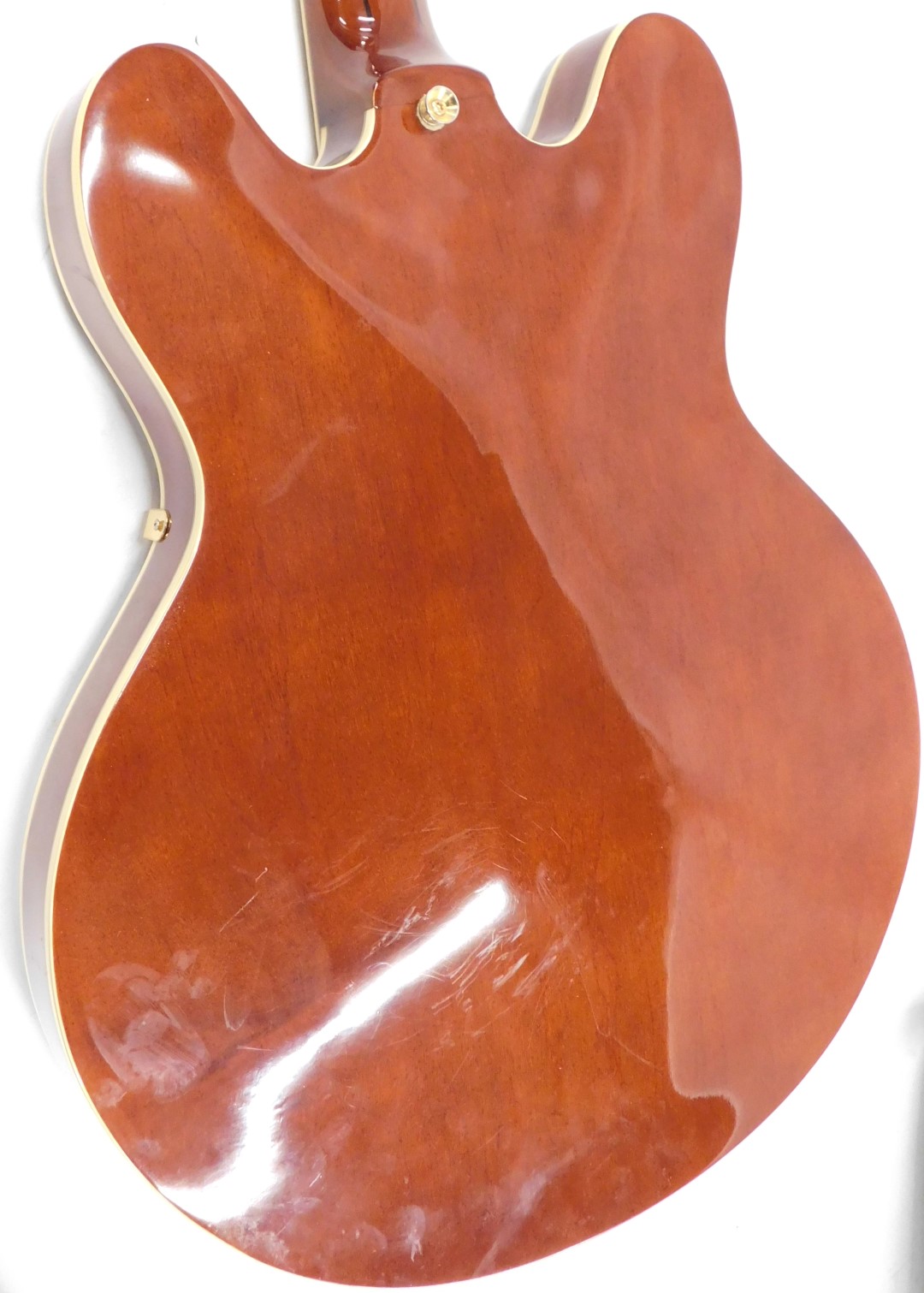 An Epiphone ES-335 electric guitar, with mother of pearl fret inlays, with padded travel case. - Image 6 of 8