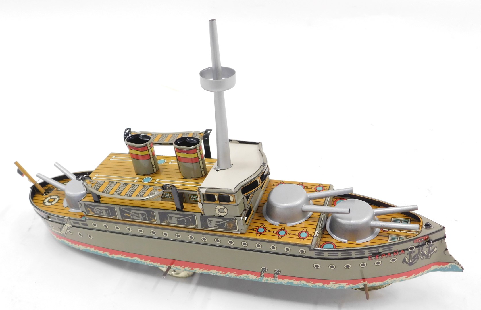 A Paya Spanish tinplate model of a battleship, boxed. - Image 2 of 4