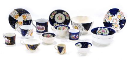 A quantity of 19thC and later Gaudy Welsh ceramics, to include slop bowls, mug, etc. (some pieces AF