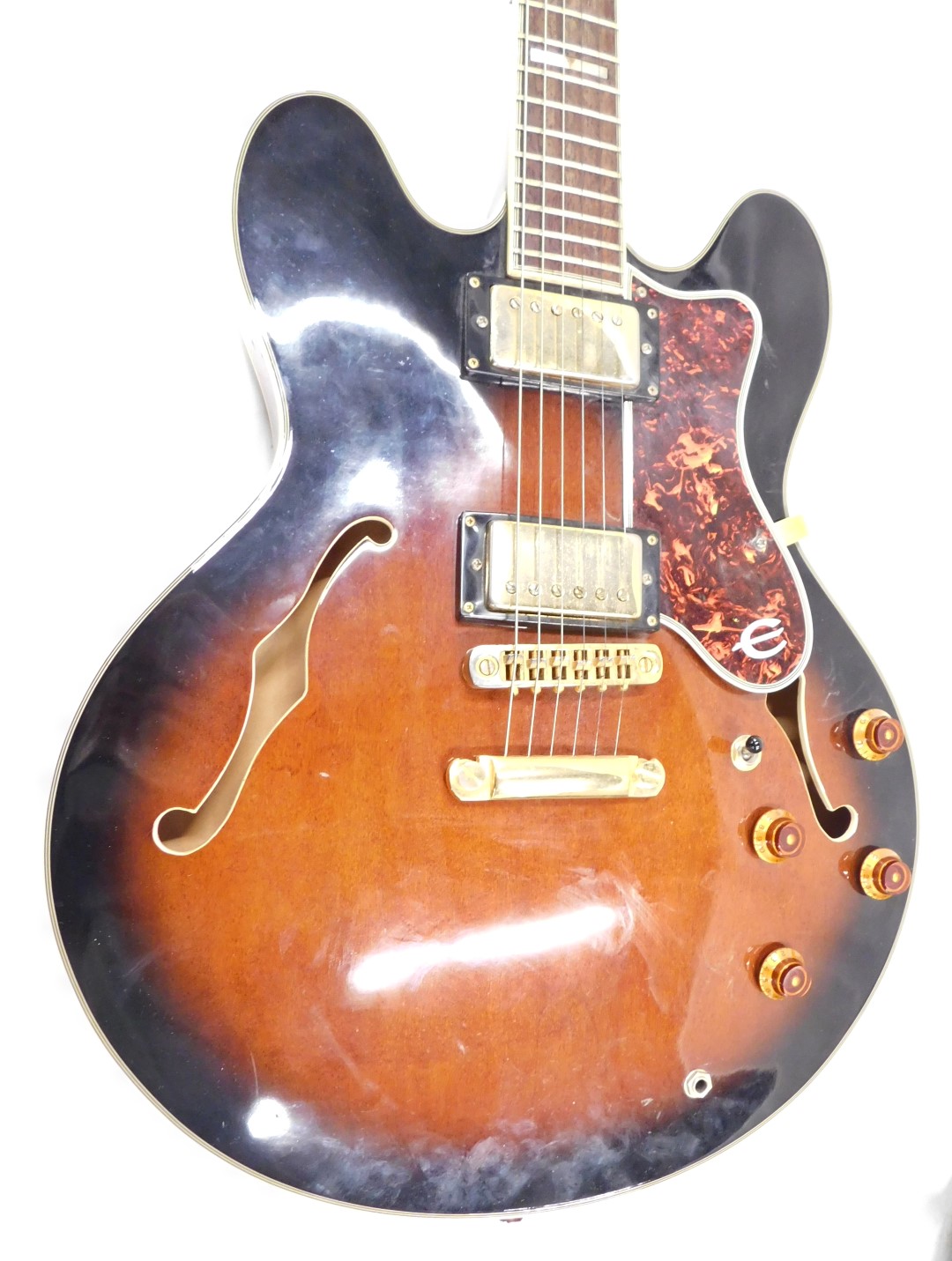 An Epiphone ES-335 electric guitar, with mother of pearl fret inlays, with padded travel case. - Image 2 of 8