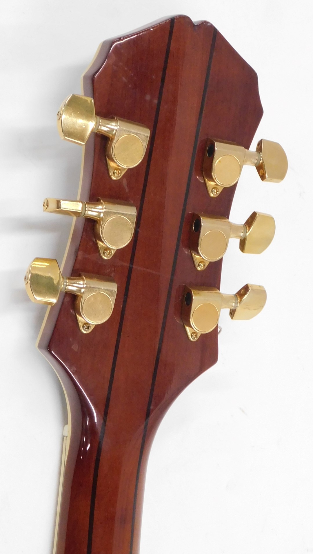 An Epiphone ES-335 electric guitar, with mother of pearl fret inlays, with padded travel case. - Image 5 of 8