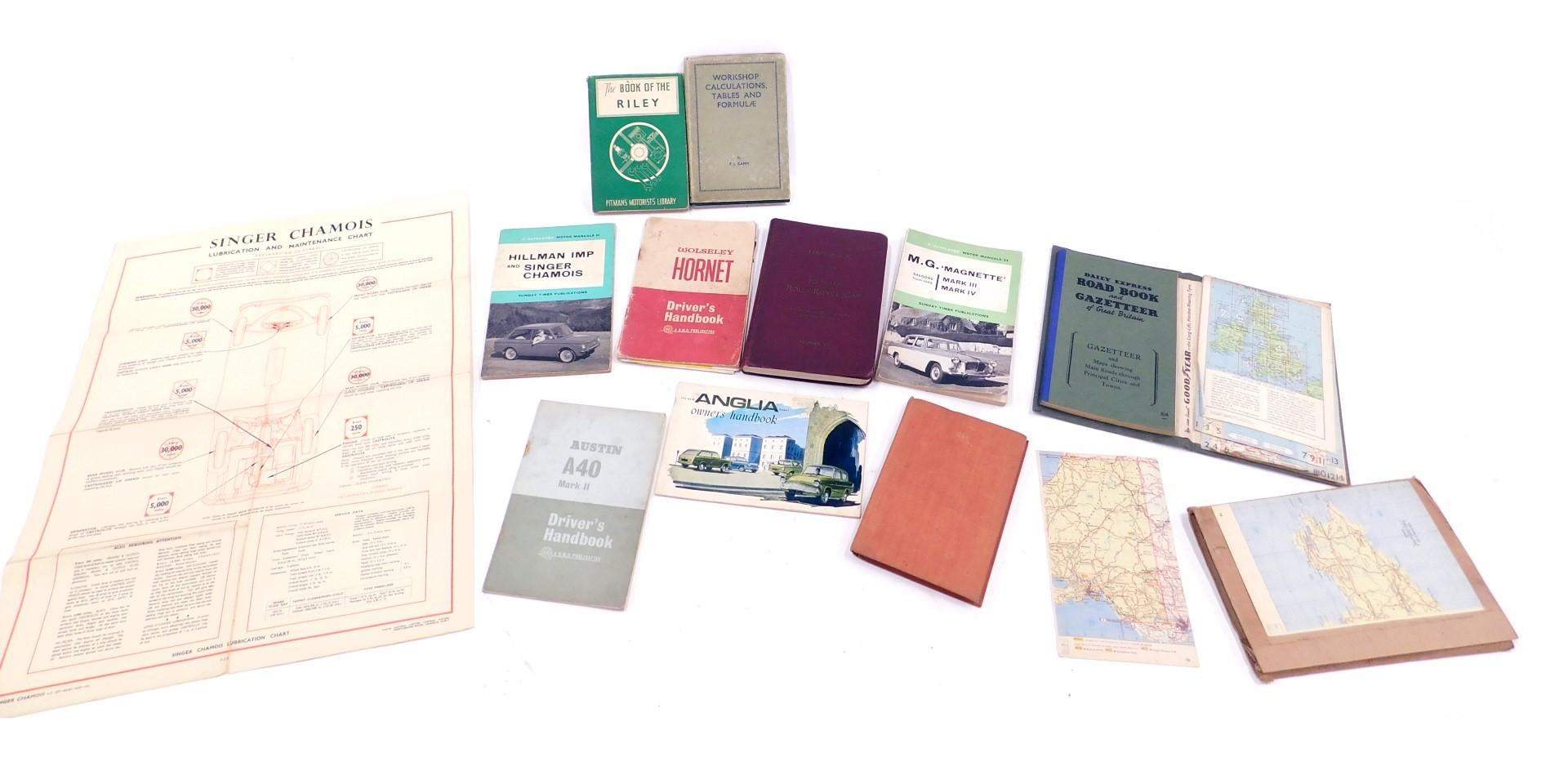 Miscellaneous ephemera, to include Daily Express Road Book, with maps, MG Magnet manual, manual for