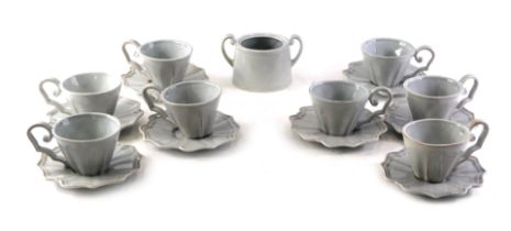 A studio type part tea service, with grey coloured glaze.