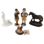 Two Country Artists figures, meerkat Monty and another Barder, a Nature Craft King Charles Spaniel,
