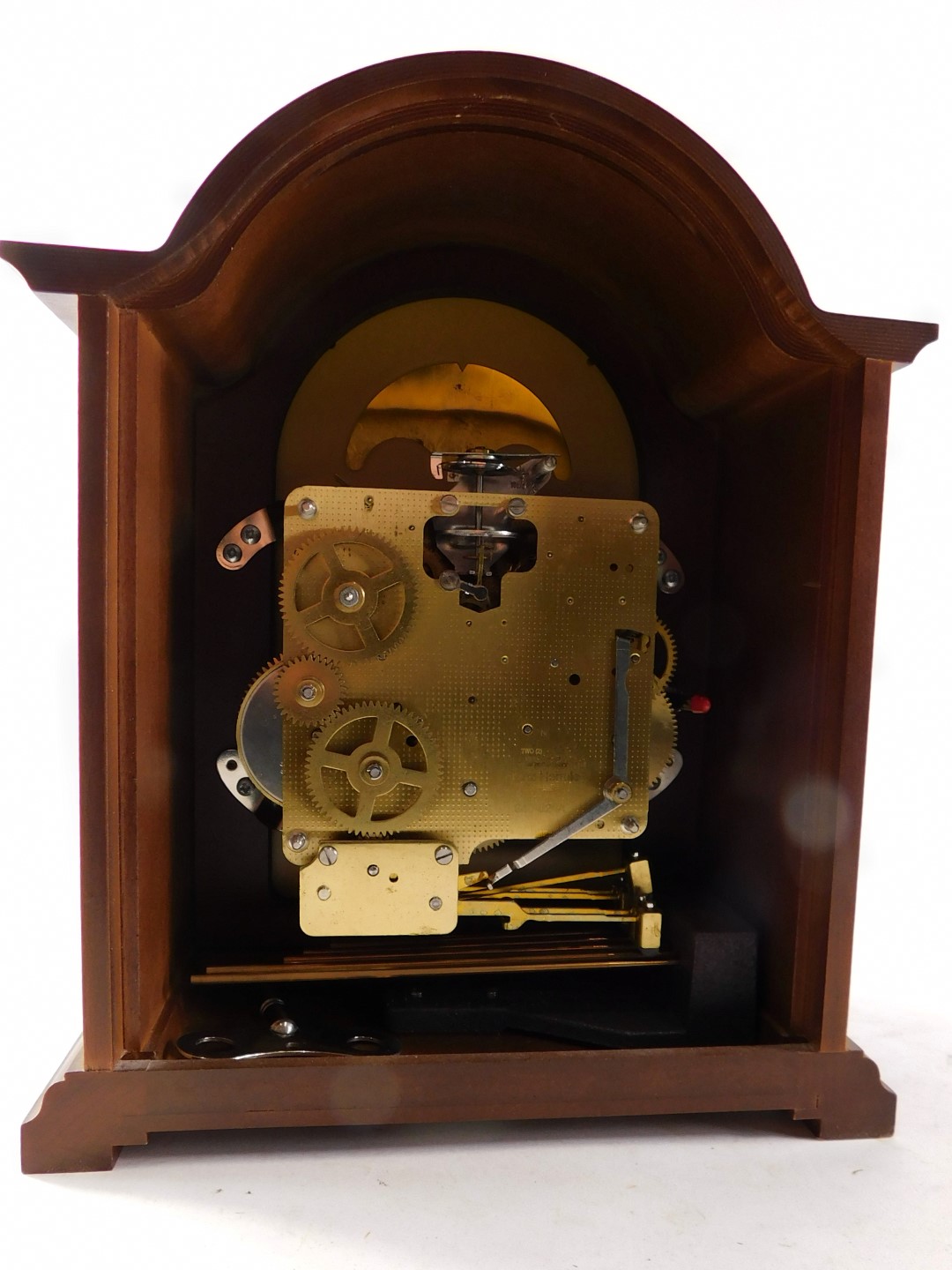 A Hermle mantel clock, with Westminster chime, in a mahogany case, 26cm high. - Image 4 of 4