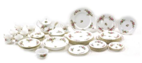 A Royal Albert Moss Rose pattern part dinner and tea service, to include dinner plates.