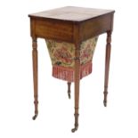 A 19thC and later work table, the rectangular top with rounded corners above a frieze drawer and a w