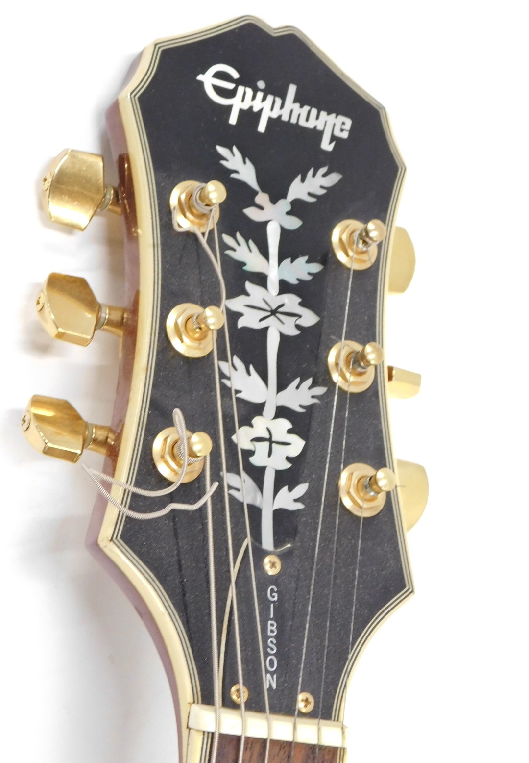 An Epiphone ES-335 electric guitar, with mother of pearl fret inlays, with padded travel case. - Image 3 of 8