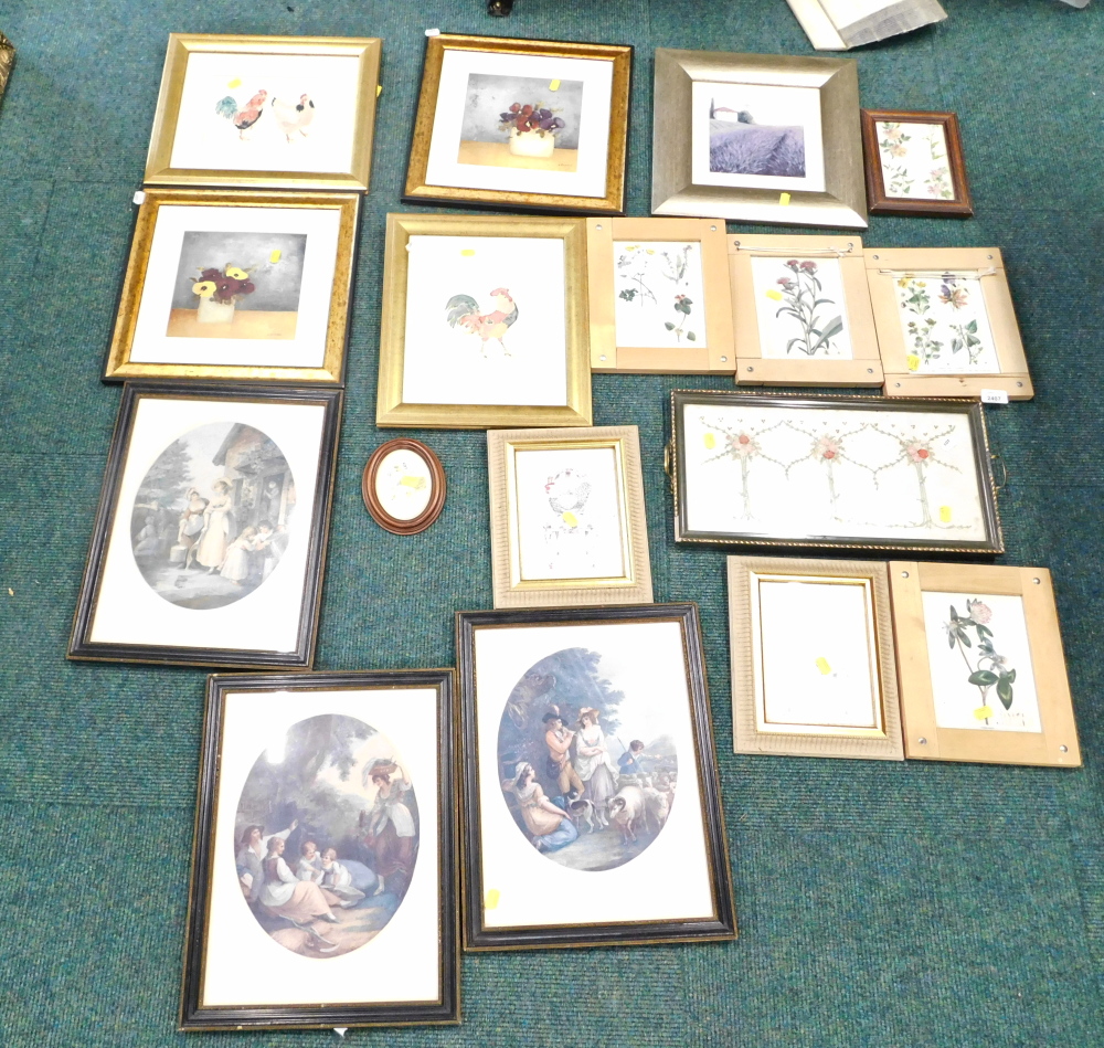 Various botanical prints, various 19thC prints, after Hamilton, etc.