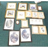 Various botanical prints, various 19thC prints, after Hamilton, etc.