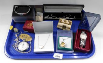 Jewellery and effects, comprising silver locket neck chain, a Smiths pocket watch, two wristwatches,