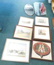 Various pictures and prints, comprising after Tony Forest, piglets, Gainsborough England crest, wate