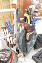 Golf bag and various clubs, Ben Samson and others. (a quantity)