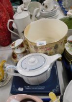 Royal Albert cups and saucers, a Wedgwood Quadrants pattern teapot, Rington's set of commemorative t