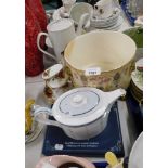 Royal Albert cups and saucers, a Wedgwood Quadrants pattern teapot, Rington's set of commemorative t