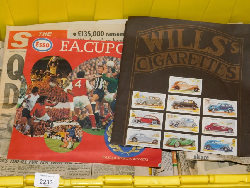Various copies of the Sunday Times and Daily Express, from the 1970s, FA cup coin set, etc. (1 box)