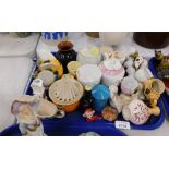 Decorative ceramics, comprising commemorative wares, glass storage jar, bee honey pot, egg cups, lus