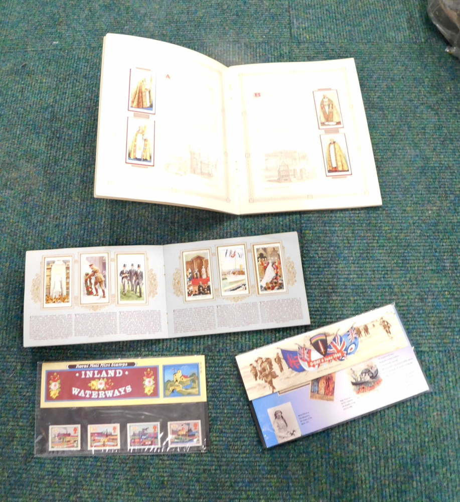 Cigarette cards and stamps.
