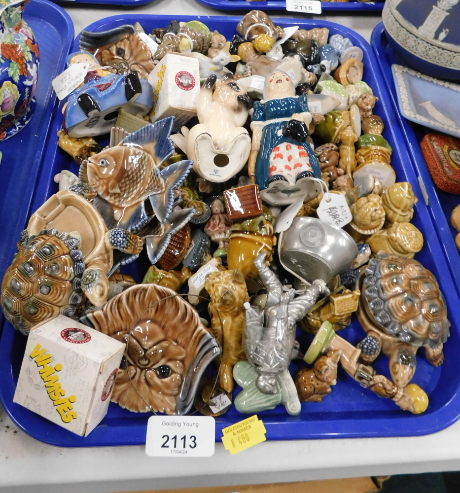 A group of Wade Whimsy miniatures, Wade Ellie Doll figures, pin dishes, cats, etc., some boxed. (1 t