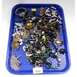 Costume jewellery, comprising beaded necklaces, wristwatches, brooches, etc.