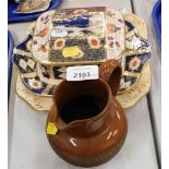 A Doulton one pint brown stoneware jug, an Imari pattern fish tureen and cover, and a Doulton Bursle