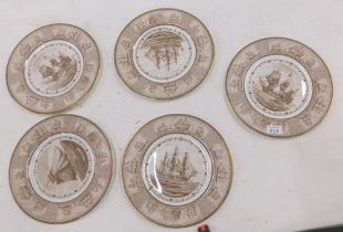 Four Wedgwood Sailing Ship Collection cabinet plates, comprising Mayflower (x2) Bethel (x2), Union.