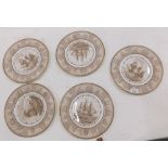 Four Wedgwood Sailing Ship Collection cabinet plates, comprising Mayflower (x2) Bethel (x2), Union.