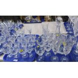 Decorative glassware, comprising Royal Brierley squat decanter,