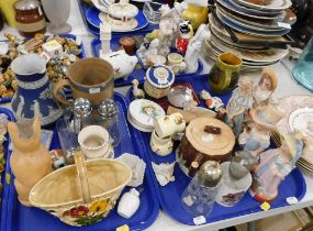 Late 19th and early 20thC ceramics and effects, comprising a Wedgwood blue Jasperware jug (AF), Wedg