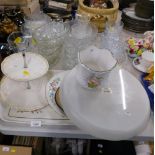 Household wares, comprising a Minton Cottage Garden dinner plate, various glassware, serving trays,