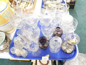 Glassware, comprising vine and reeded goblets, cruets, sherry glasses, etc. (1 tray)