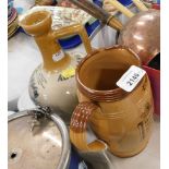 Two items of stoneware, comprising a Doulton Lambeth barrel shaped commemorative jug, printed for Wi