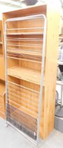 Two modern finish pine effect low bookcases, 93cm high, 78cm wide, 30cm deep, and a hanging clothes