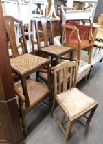 Assorted chairs, comprising a Lloyd Loom style high backed arm chair,