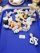 Various ceramic pin cushion doll heads. (1 tray)