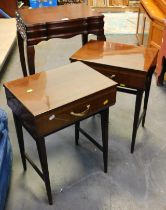 A mahogany cutlery box, two retro bedsides and a hardwood bedside. (3)