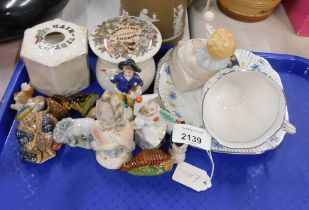 Household ceramics, comprising Arcadian china hair pin box, a Piesse and Lubin of London stoneware j
