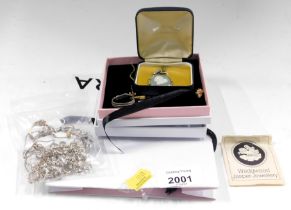 Costume jewellery, comprising Wedgwood Jasperware pendant, silver dress ring, etc. (a quantity)