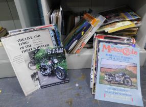 Various magazines and cigarette cards, Observers books, motor car magazines, etc. (1 shelf)