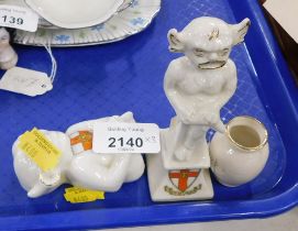 Three City of Lincoln collectors crested china, comprising vase, Imp on stand and Imp perched. (3)