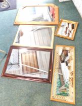 Seven various wall mirrors, comprising mahogany framed example, pine framed example, and others. (a