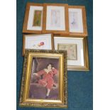 Pictures and prints, comprising print of a child reclined, HK still life, floral prints, etc. (1 bay