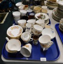 Colclough china part tea services, commemorative mugs and cups, saucers, etc. (2 trays)