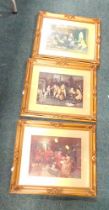 Three reproduction 19thC style prints, of drawing room scenes.