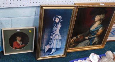 After Caughman. Child seated, lady in 19thC dress, and another with parasol. (3)